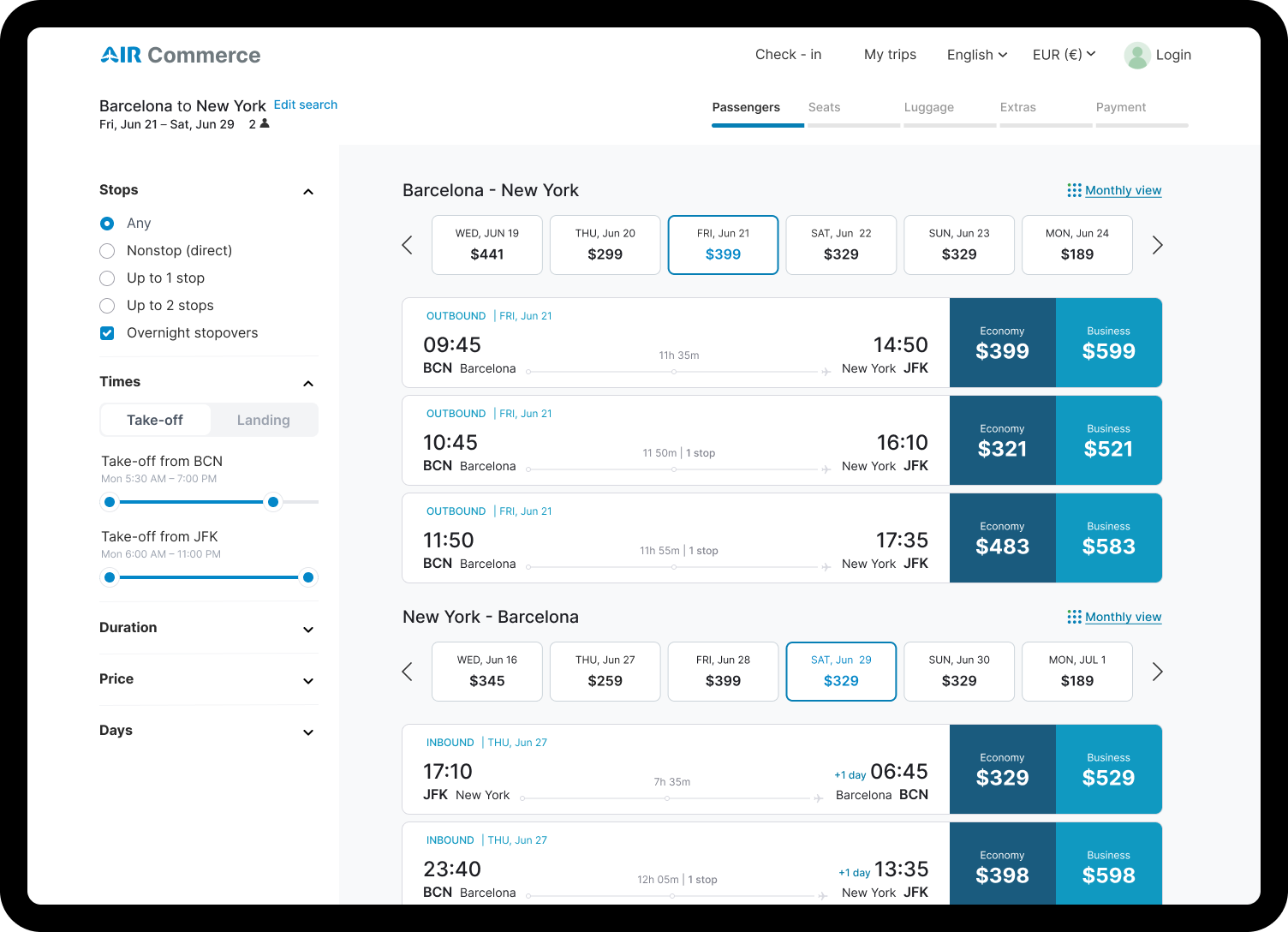 Air Pricing Platform Interface