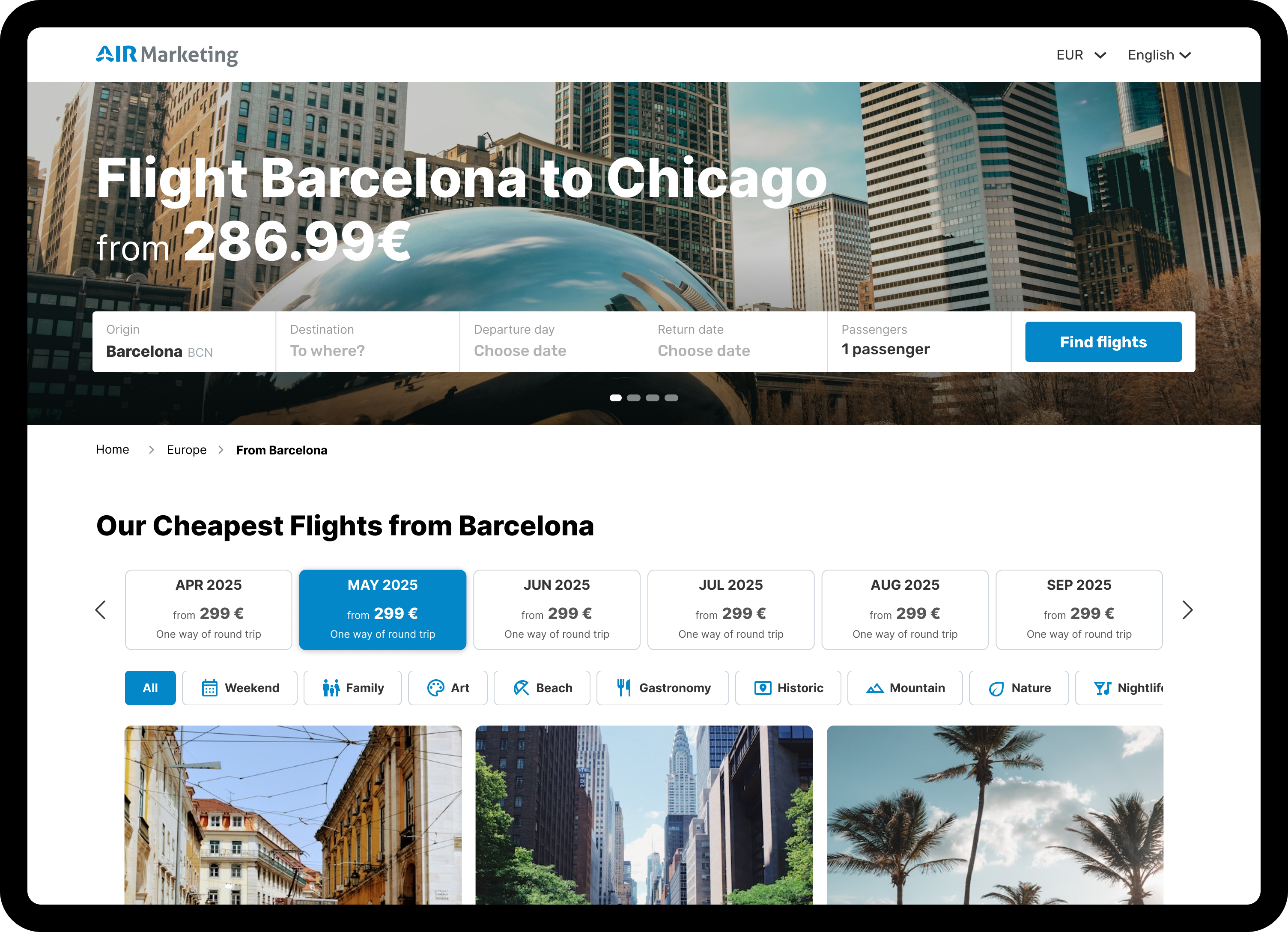 Air Marketing Web Content Interface