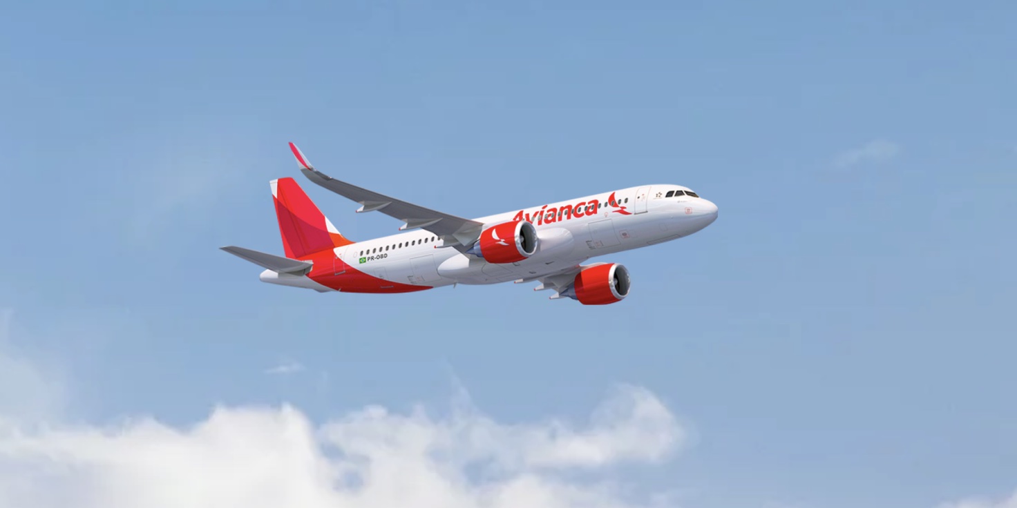 Image showing an Avianca airplane flying in the sky.
